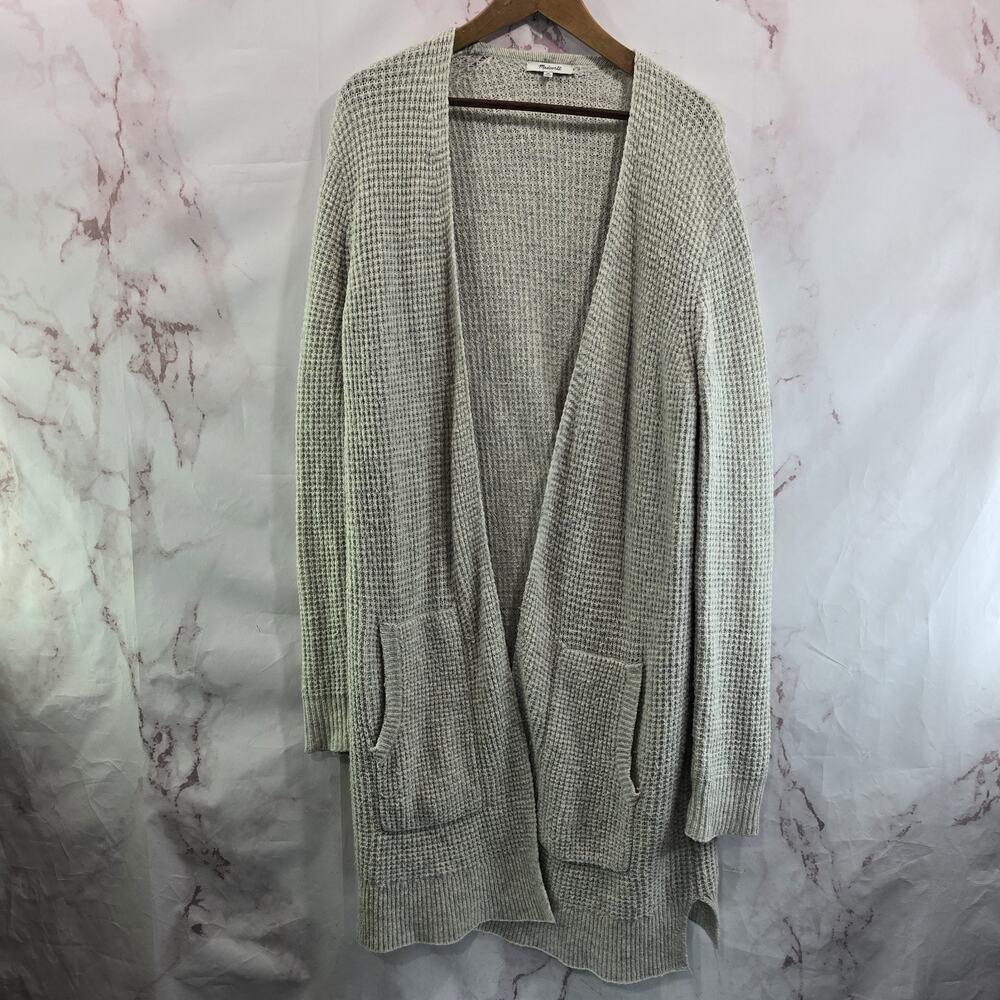 Madewell Cardigan Womens XS Gray Sweater Merino Alpaca Duster Long Waffle